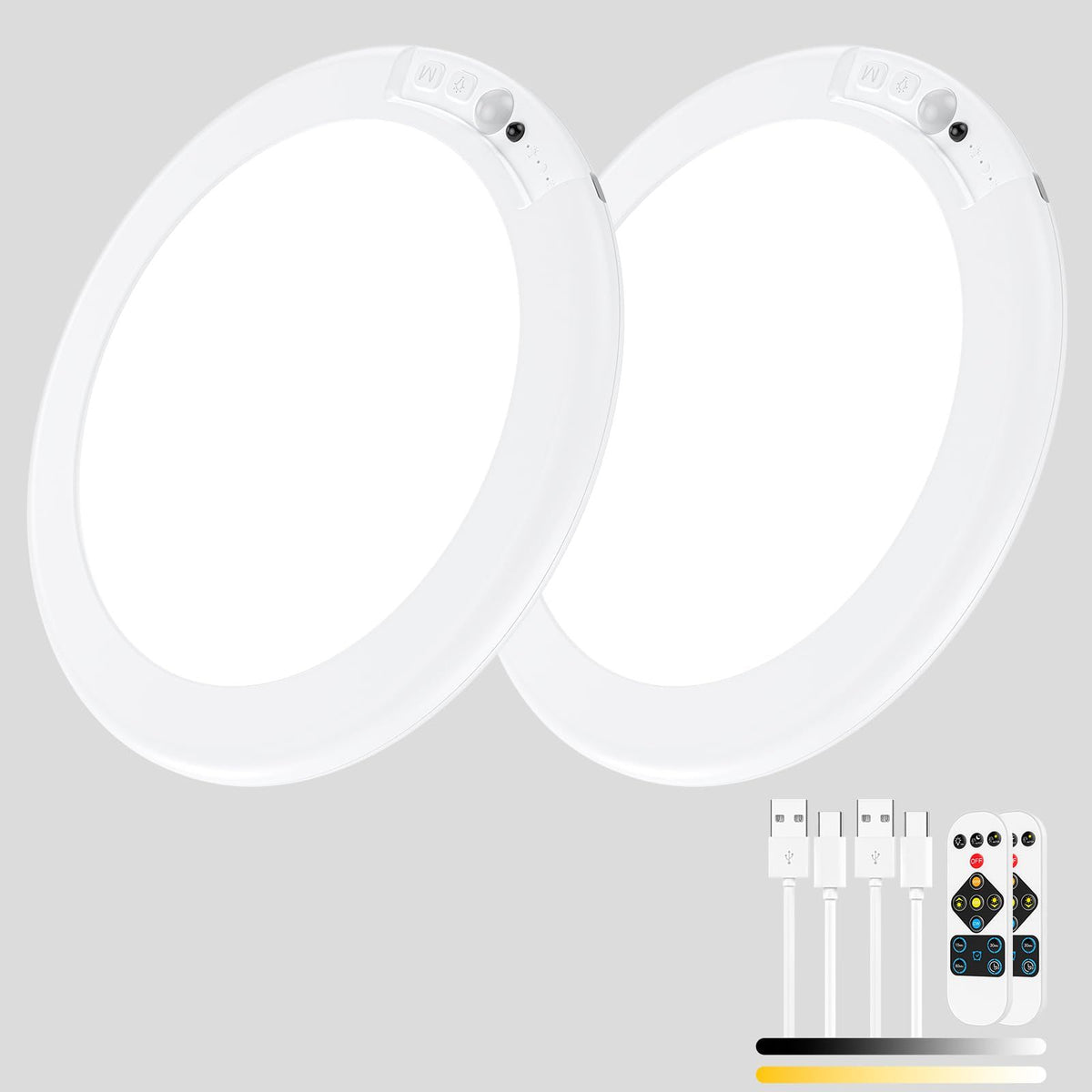 2 Pack Magnetic Wireless Ceiling Light, Rechargeable Battery Operated Ceiling Light wiht Remote, Ultra-Thin Motion Sensor Shower Lamp for Bathroom Closet Porch