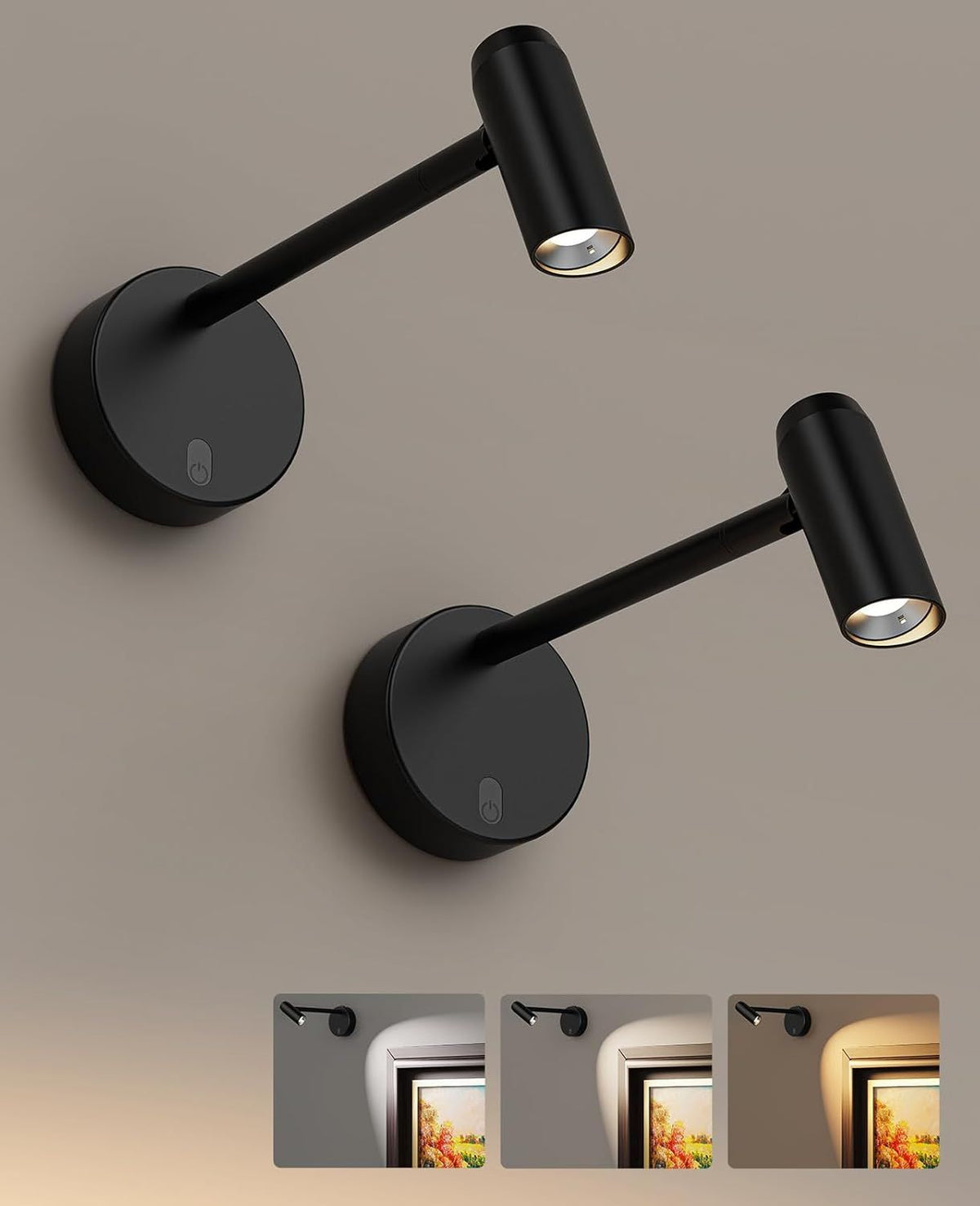 Picture Light for Wall, Battery Operated Art Light for Paintings CCT Dimmable Recharging Gallery Battery Wall Light with Remote Control for Living Room Gallery Dartboard Art Bathroom 2PCS