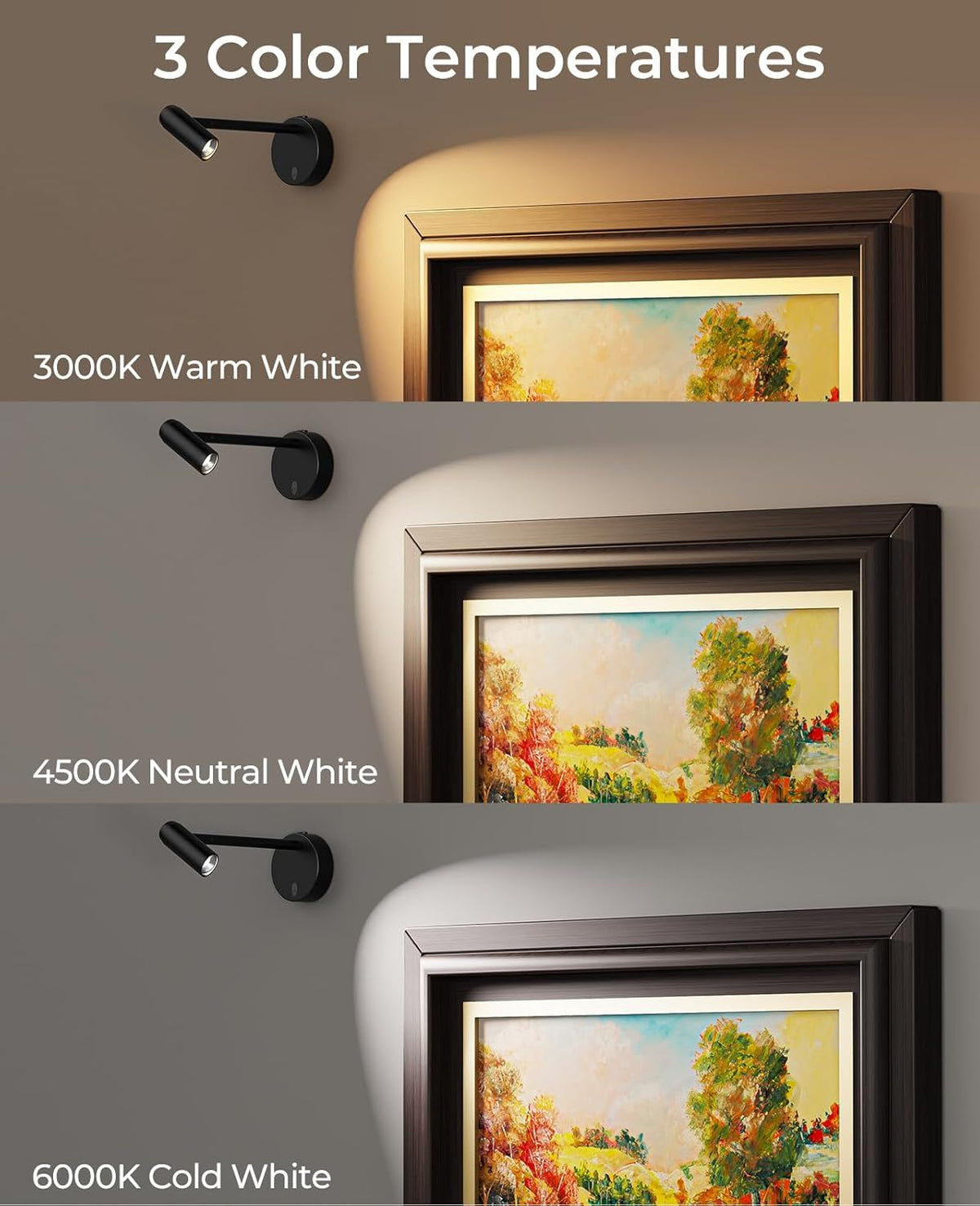 Picture Light for Wall, Battery Operated Art Light for Paintings CCT Dimmable Recharging Gallery Battery Wall Light with Remote Control for Living Room Gallery Dartboard Art Bathroom 2PCS