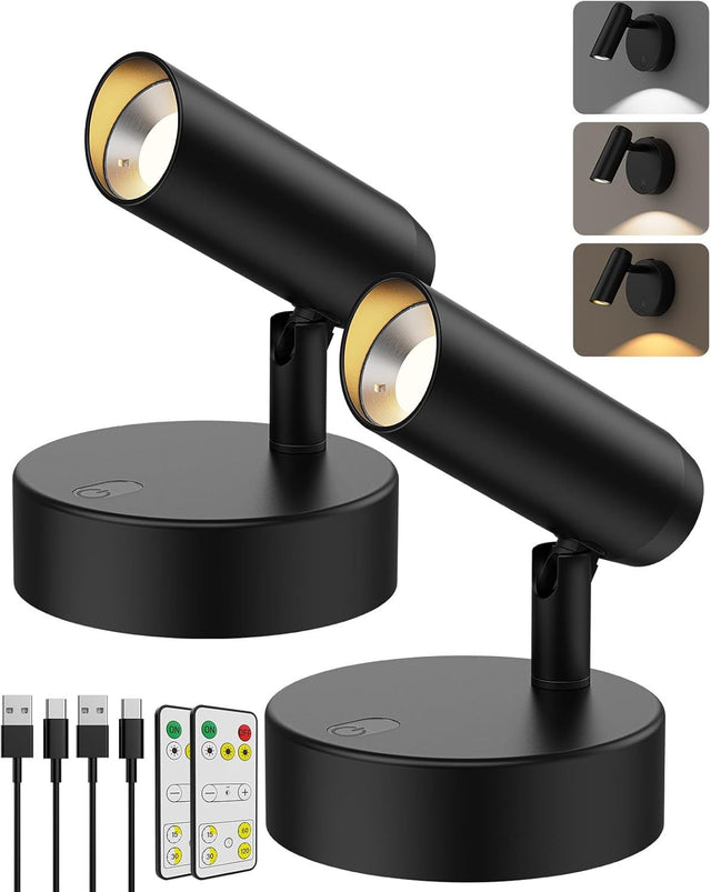 Spotlights Indoor No Glare Rechargeable Floor Can Light Plants Corner Sofa 2PCS