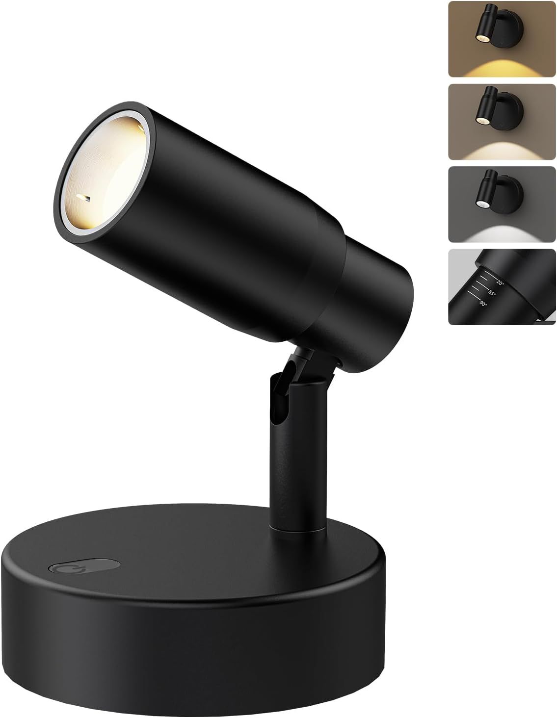 Zoomable Spot Light Indoor, Rechargeable Picture Light with Remote, Dimmable CCT Spotlight for Wall Art, Battery Uplight Indoor with Timer for Plant Artwork Painting Sofa Corner 1PC