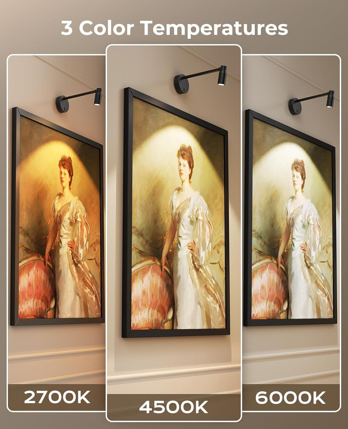 Zoomable Picture Light for Wall, Battery Operated Art Light for Paintings CCT Dimmable Spotlight for Wall Art Wall Light with Remote Control for Living Room Gallery Dartboard Bathroom 2PCS