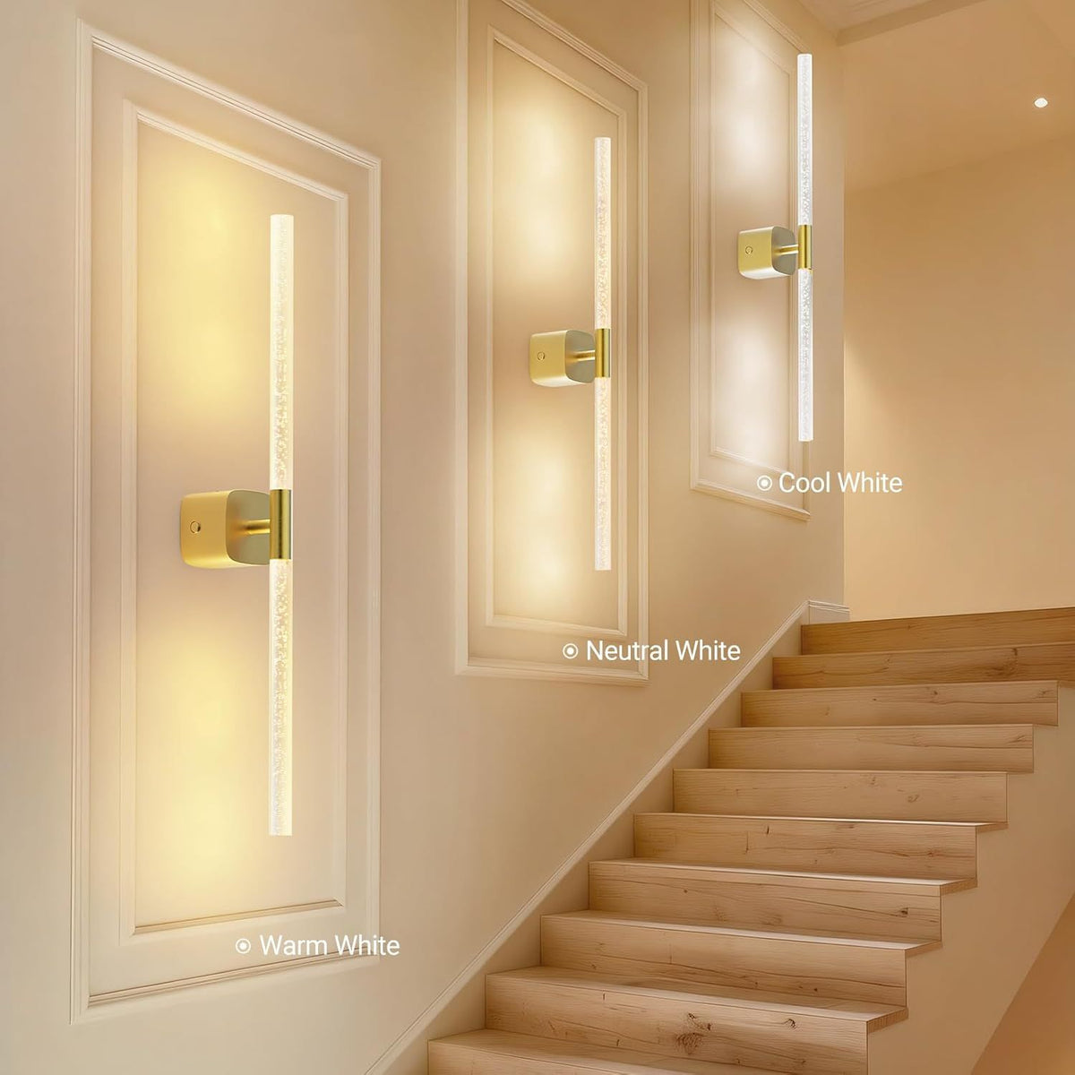 Gold Battery Operated Wall Sconce Set of 2, Rechargeable Wireless Wall Lights with Remote and Touch, 360° Rotatable Sconces Wall Decor for Bedroom Living Room (23.62 Inch, 2-Pack)