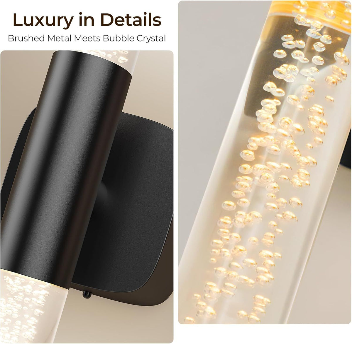 Battery Operated Wall Sconce Set of 2 Black Rechargeable Crystal Sconce Wall Decor Set of 2 with 12000mAh 16" CCT Dimmable 350° Rotate Remote Wireless Wall Light for Bedroom Living Room