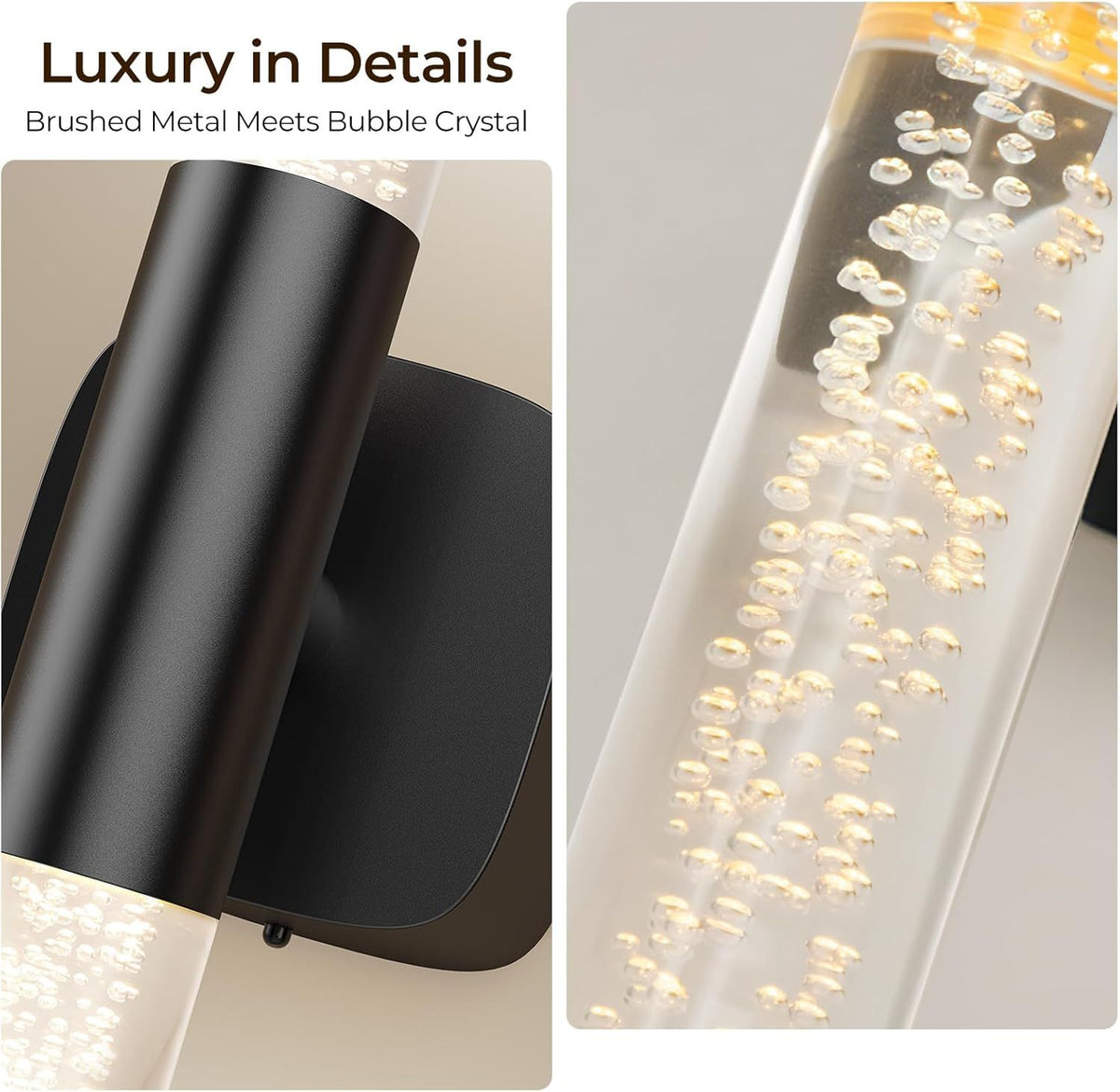 Battery Operated Wall Sconce Set of 2 Black Rechargeable Acrylic Crystal Sconce Wall Decor Set of 2 with 12000mAh CCT Dimmable 350° Rotate Remote Wireless Wall Light for Bedroom Living Room