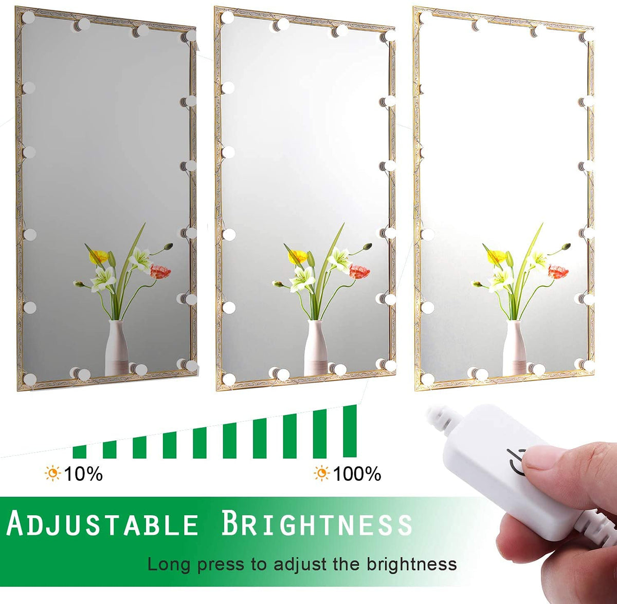 Hollywood Mirror Lights Makeup Vanity Lights, LED Vanity Mirror Lights Kit for Dressing Table, Dimmable and Adapter Plug in, Mirror Not Included (16 Bulbs Natural White)