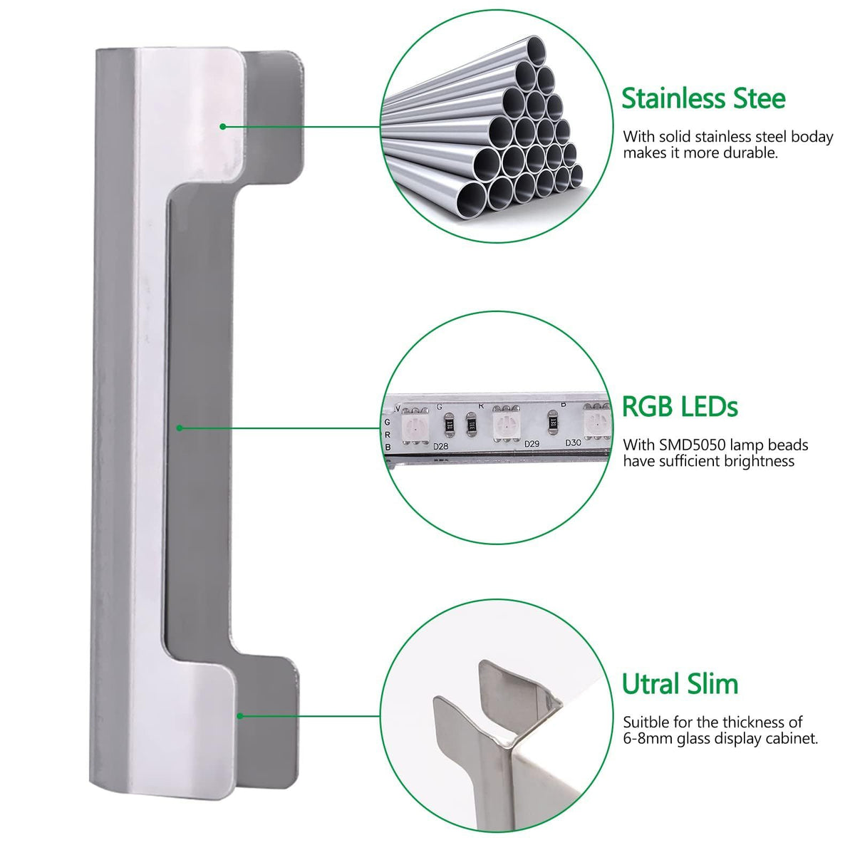 LED Under Cabinet Night Lights Kit for Glass Edge Shelf Back Side Lighting Using Flexible Cable and Clip with RF Remote(4 lights, RGB)