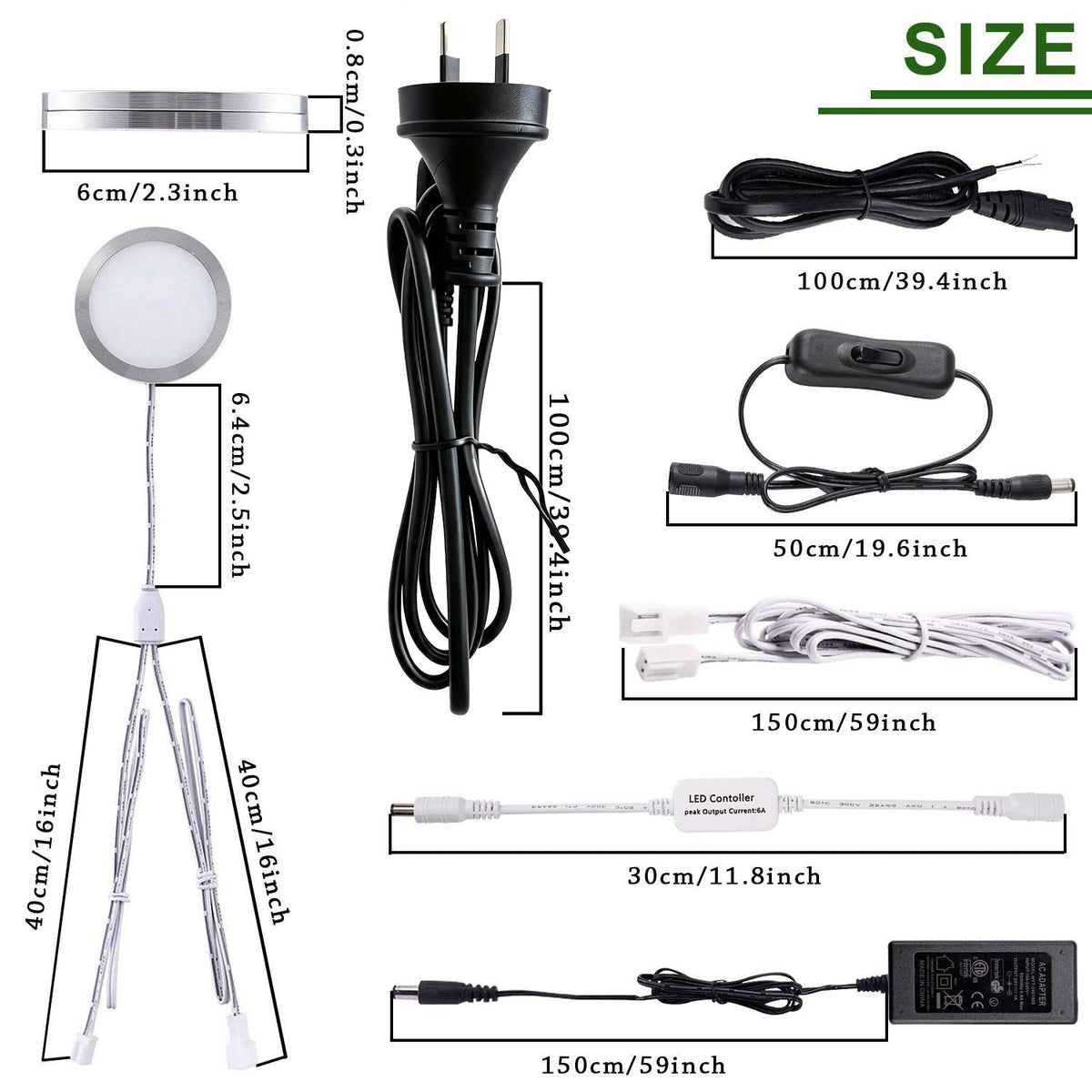 Linkable Under Cabinet LED Lighting 12V Dimmable Puck Lights with Wireless RF Remote Control, Hardwired & AU Wall Plug in for Counter Lighting(6 Lights, Natural White)
