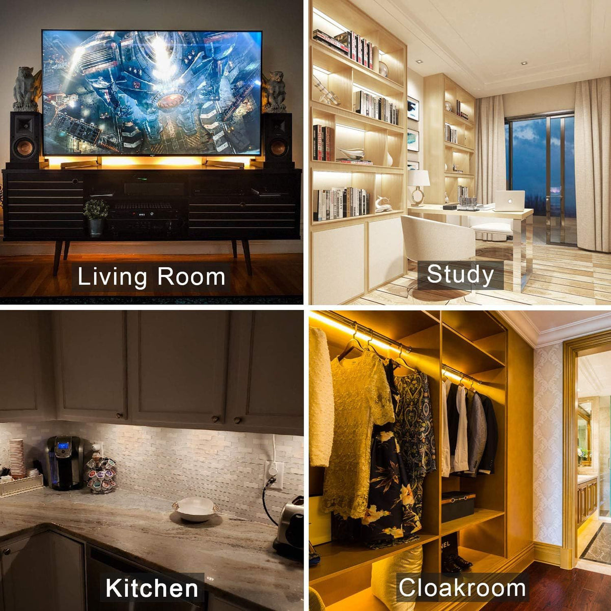Dimmable LED Under Cabinet Lighting,5V USB Powered Closet Light Bar with Touch Sensor,Plug Under Counter Strip Lights with 3 Color Temperature for Kitchen Cupboard Shelf Bookcase (11.2inch 2PACK)