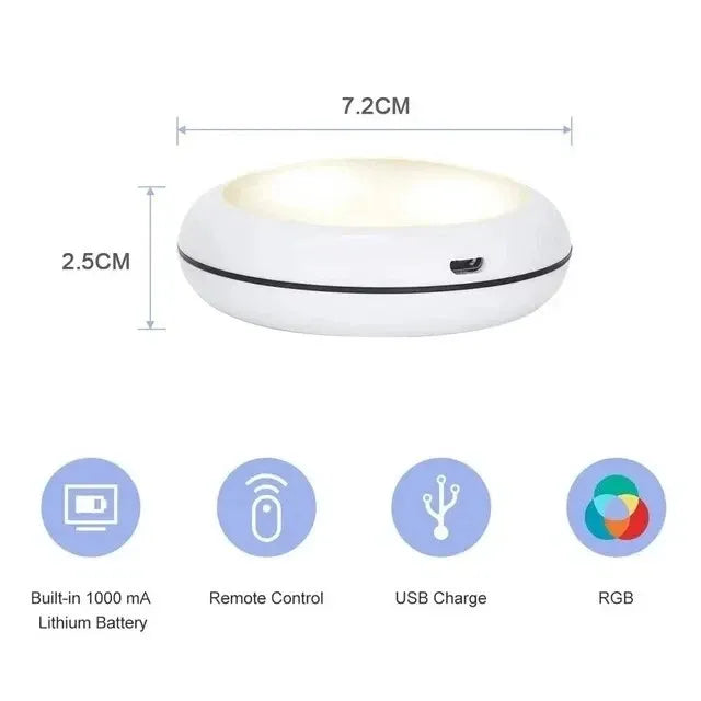 USB Rechangeable RGBW LED Cabinet Light Puck Lights 16Colors Timmer Remote Control 6 Pack