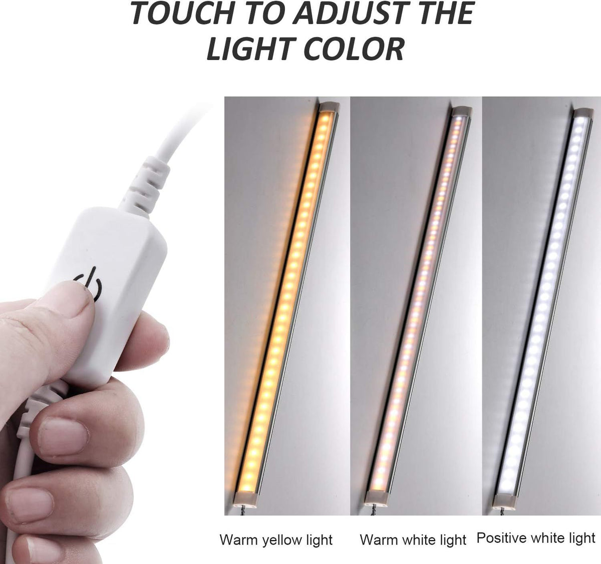 Dimmable Under Cabinet LED Lighting, Smart Touch Memory Function, 5V USB Powered LED Closet Light Bar CCT Color changing (50CM 2 Pack)