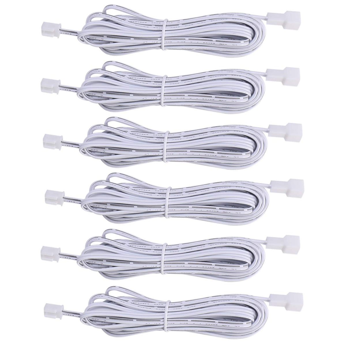 Extension Cables 9.84FT LED Under Cabinet Puck Lighting, 2-Pin Male and Female Cable Connector Extension Cords for Led Puck Lights with White Cords (6 Pack) 2-PIN ONLY