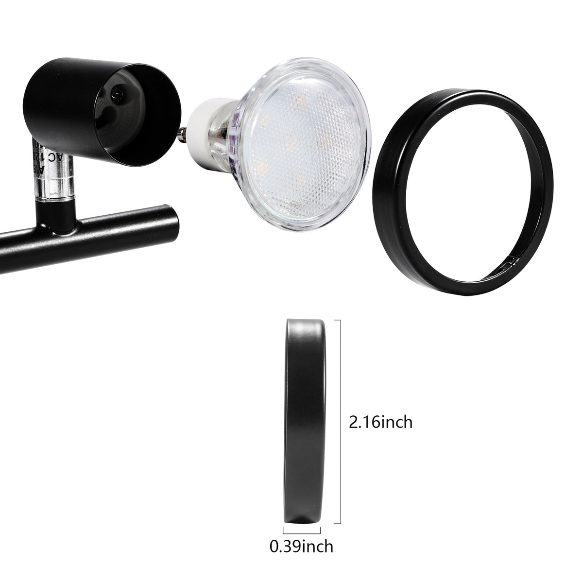 6 Pack GU10/MR16 Bulb Decorative Trim Rings, Heat Insulation Anti-Scald Protective Rings for Track Lighting, Snap-On Spring-Loaded Design (Matte Black)