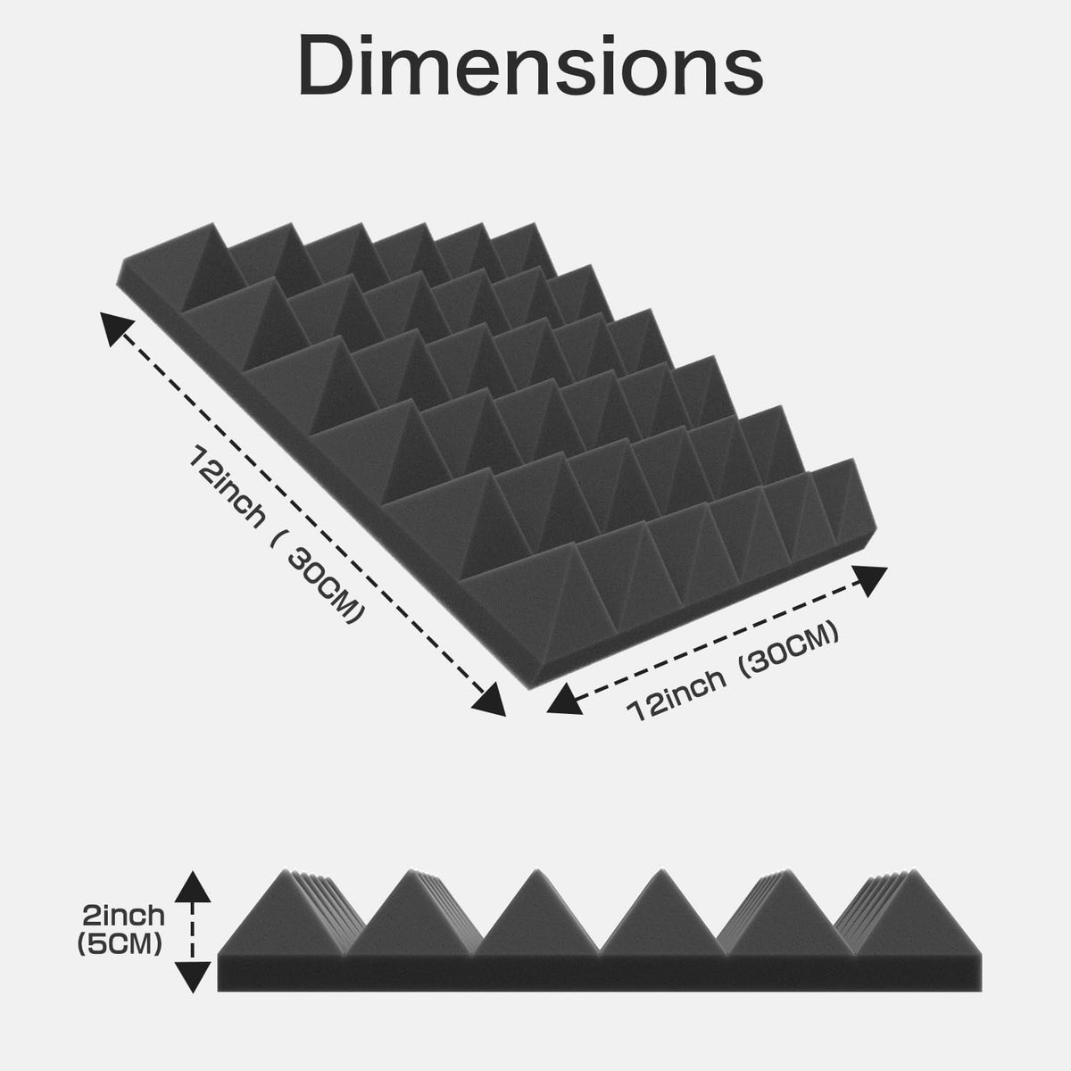 JBER Acoustic Panels  Foam Pyramid 24pcs 30x30x5cm for Soundproof Padding Wall