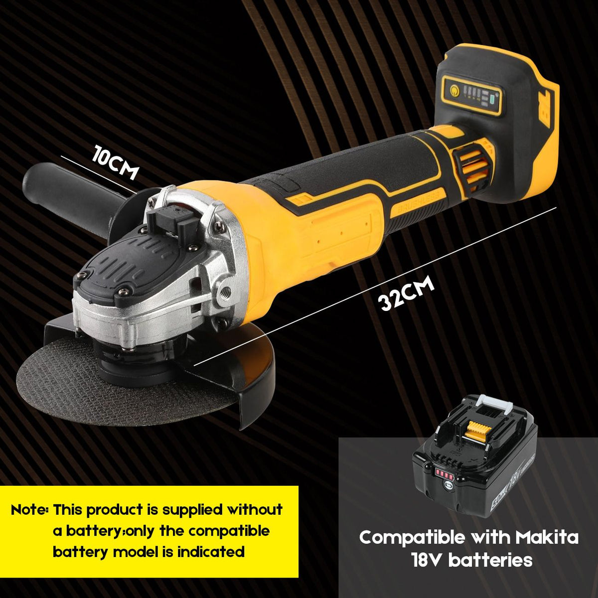 Cordless Angle Grinder 4-1/2 inch for Makita 18V MAX Battery, Grinder Tool, Power Electric Grinders, Brushless Motor for Cutting, Griding, Polishing