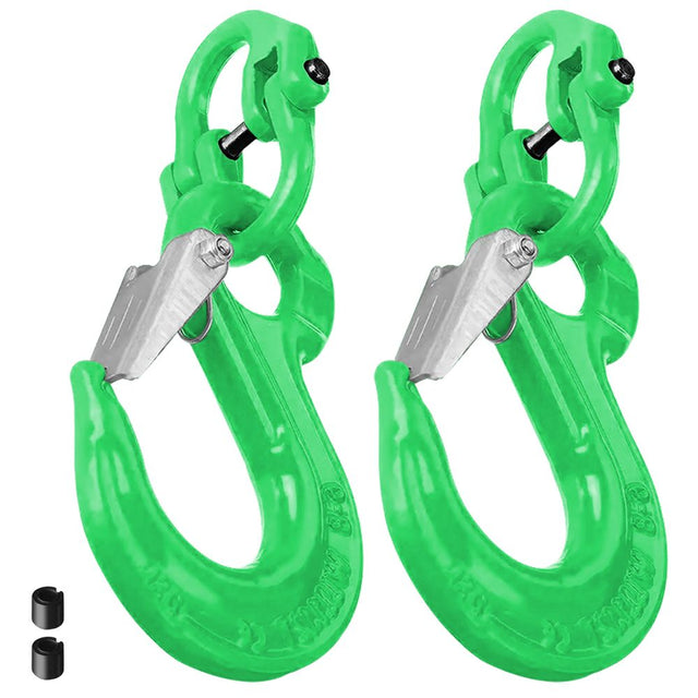 2Sets 2T Sling Hook with Hammerlock, Trailer Safety Chain Green
