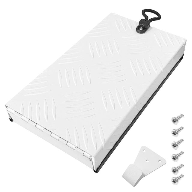 RV Truma Cowl Cover, Silver Checker Aluminum, AU White