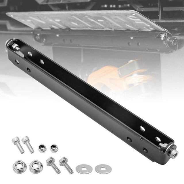 Flip-Up License Plate Frame, 120° Stainless Steel Bracket Black