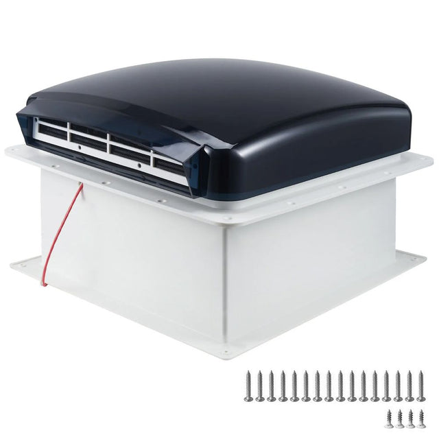 12V Caravan Roof Vent Fan with LED Light & Reversible Airflow – Waterproof Rain-Proof Hatch Exhaust Fan with Screen for RV, Motorhome & Campervan Shower