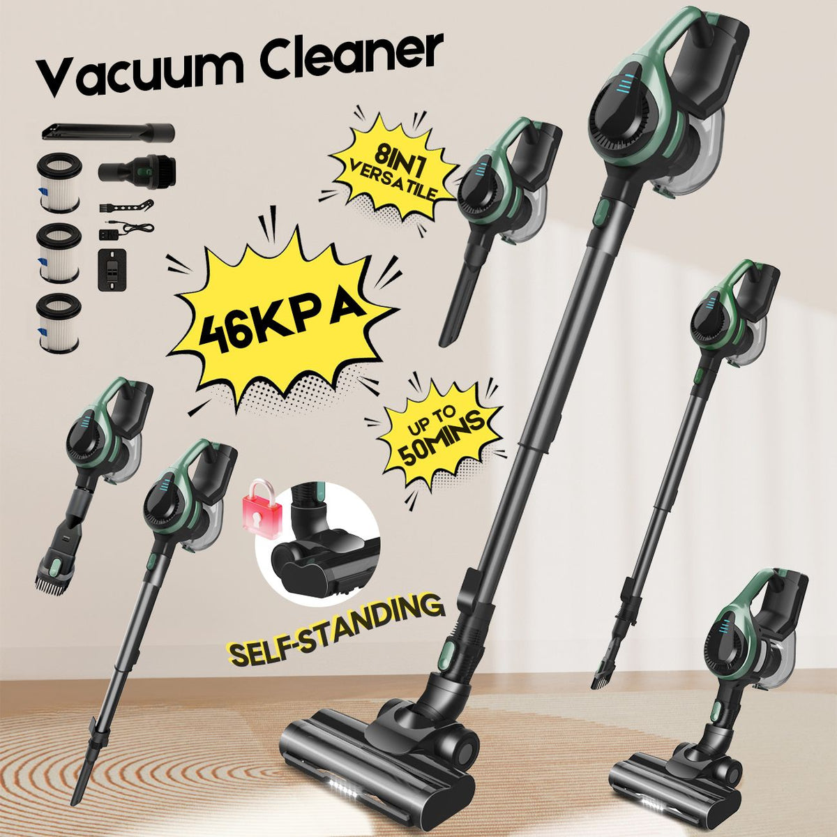 46Kpa Strong Suction, Lightweight Handheld Vacuum Cleaner,  2500mAh Removable Battery with Wall Charger for Home, Hard Floors, Blankets And Pet Hair.