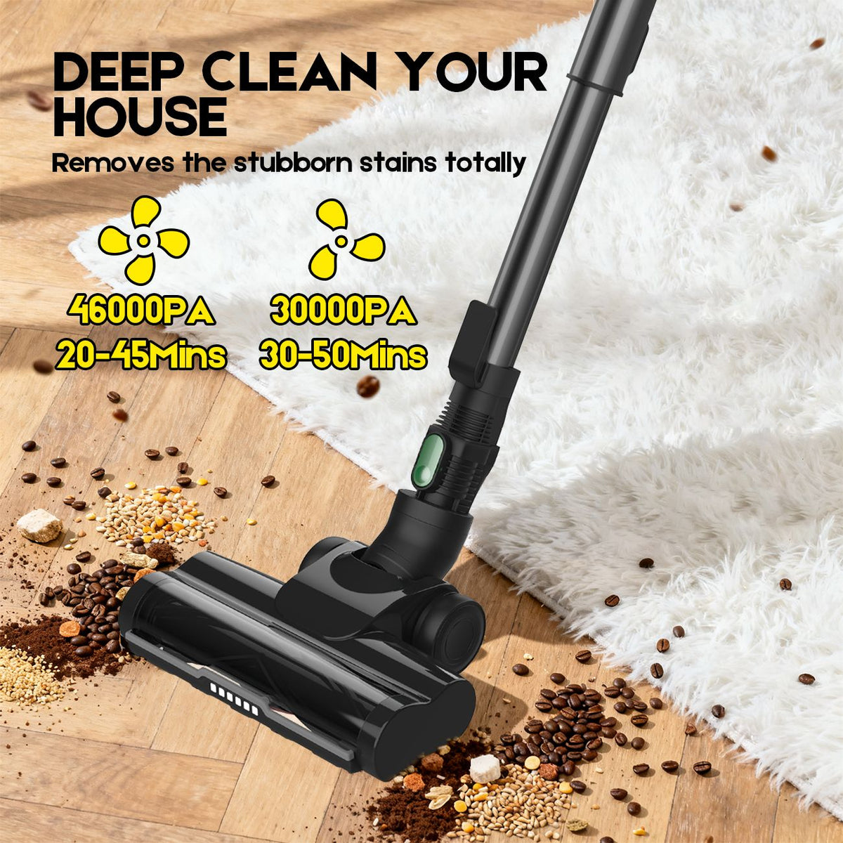 46Kpa Strong Suction, Lightweight Handheld Vacuum Cleaner,  2500mAh Removable Battery with Wall Charger for Home, Hard Floors, Blankets And Pet Hair.