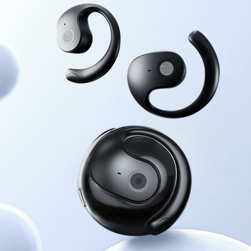 Open Ear Wireless Headphones Earphones Bluetooth 5.4 On Ear Sport Gym - Black
