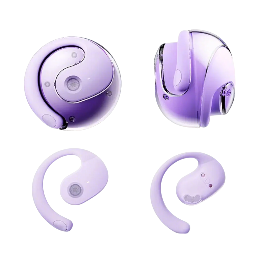 Open Ear Wireless Headphones Earphones Bluetooth 5.4 On Ear Sport Gym - Purple