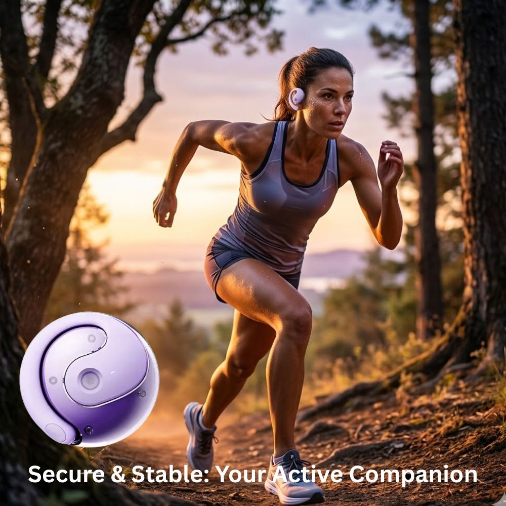 Open Ear Wireless Headphones Earphones Bluetooth 5.4 On Ear Sport Gym - Purple