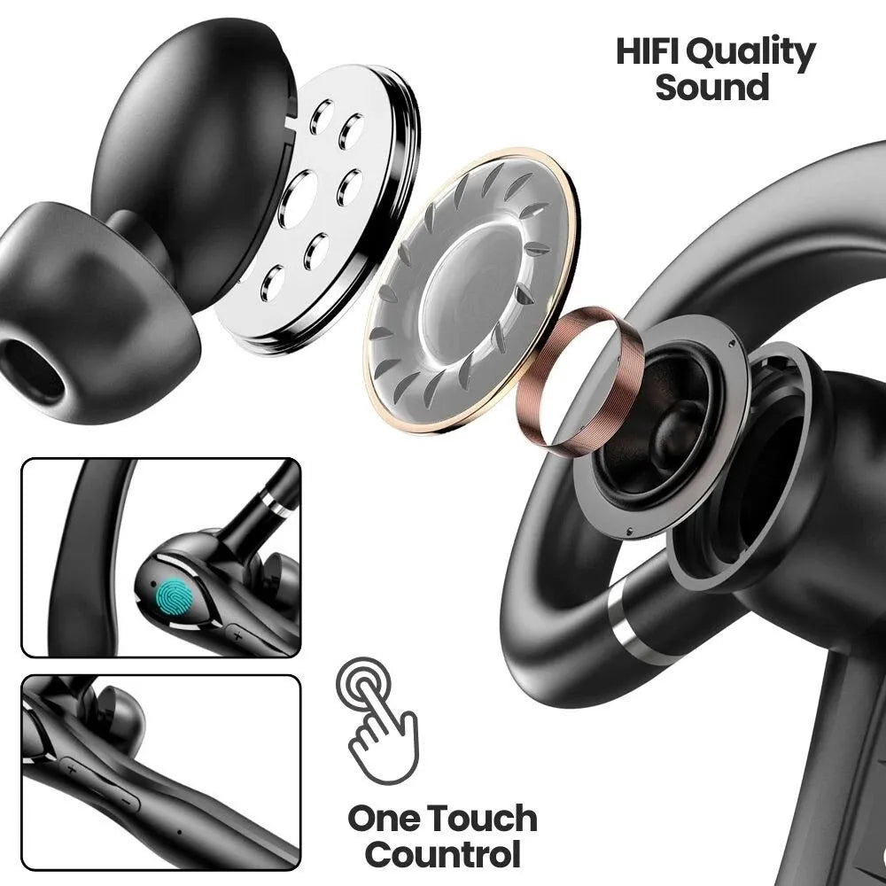 Wireless Bluetooth 5.3 Earpiece Single-Ear Headset Hands-Free Earphones in Mic