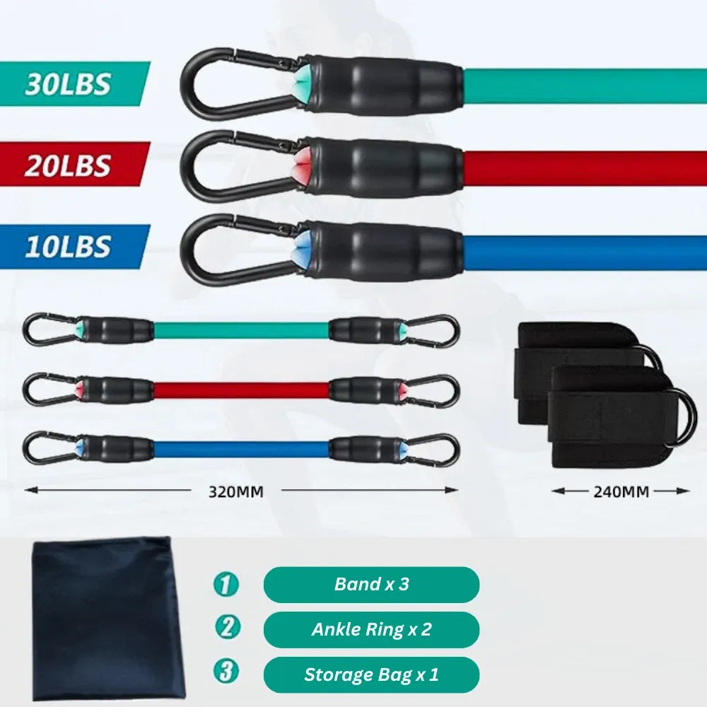 6pcs Resistance Band Set Yoga Pilates Exercise Fitness Latex Tube Body Workout