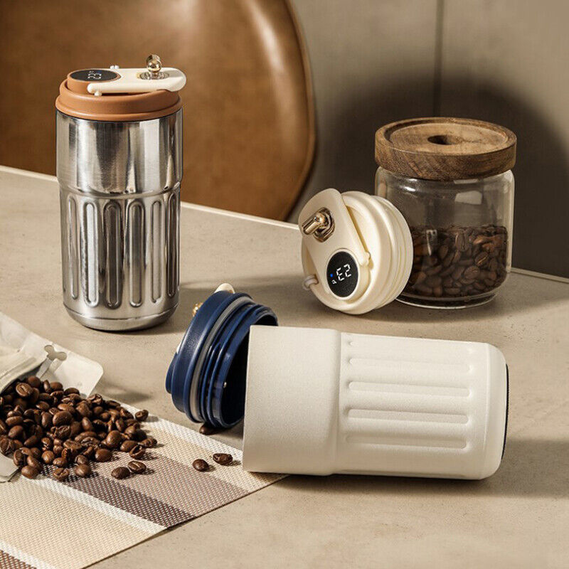 450ml Thermal LED Temperature Display Smart Coffee Cup Insulated Drink Tumbler-Blue