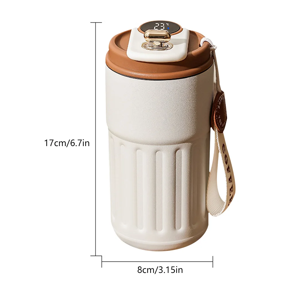 450ml Thermal LED Temperature Display Smart Coffee Cup Insulated Drink - Brown