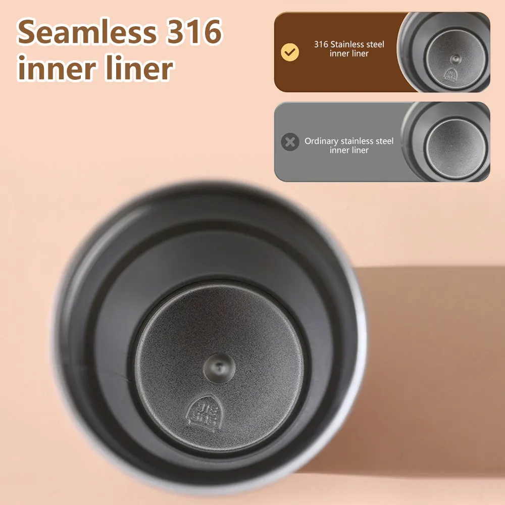 450ml Thermal LED Temperature Display Smart Coffee Cup Insulated Drink - Brown