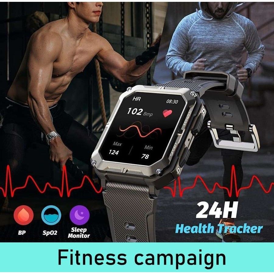 Njord Gear Indestructible Tactical Smartwatch – Military Grade & Rugged - Black