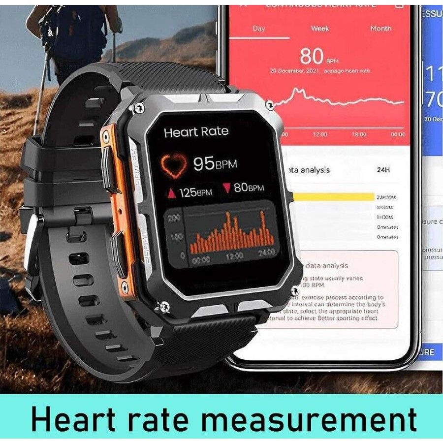Njord Gear Indestructible Tactical Smartwatch – Military Grade & Rugged - Orange