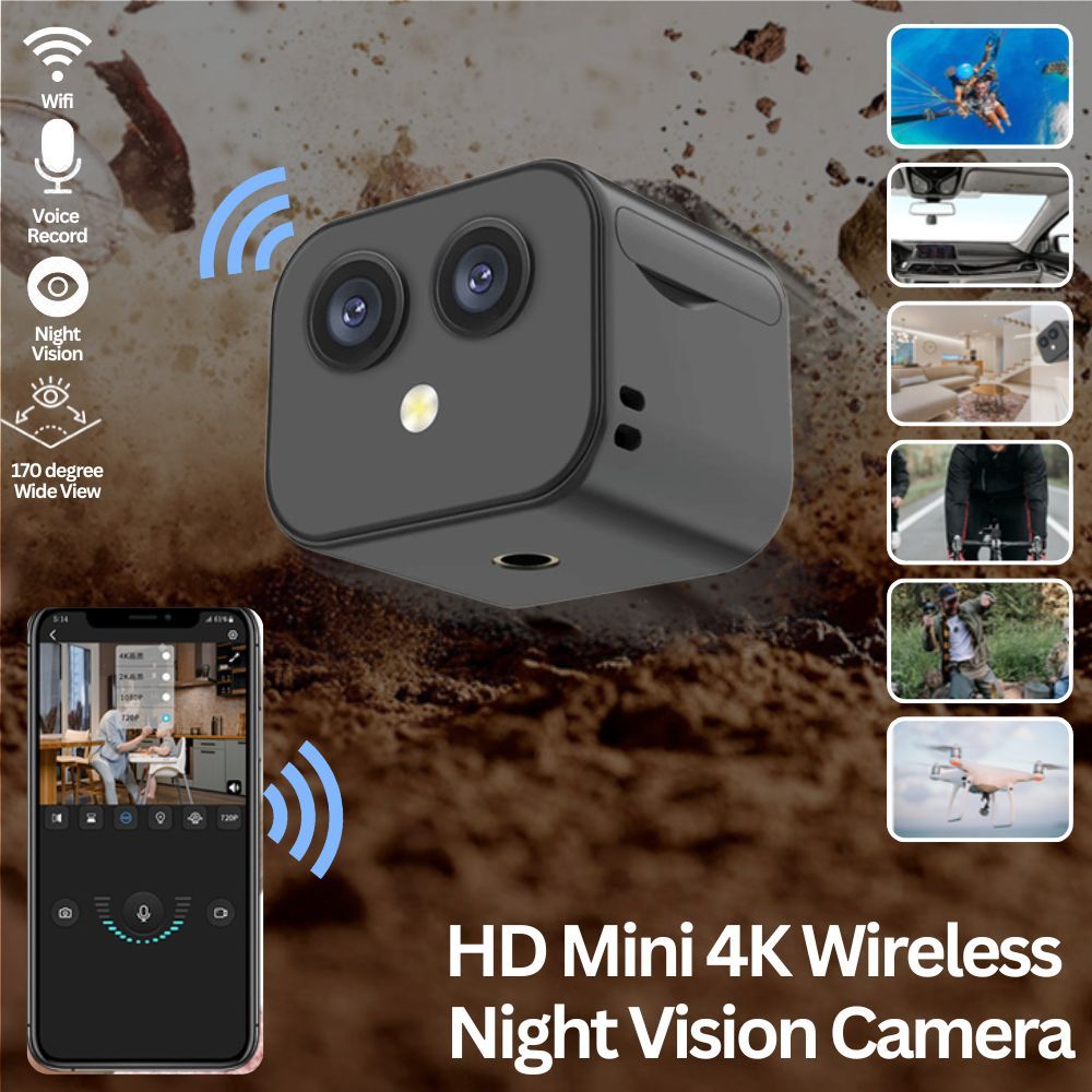 HD Mini 4K Wireless Camera WiFi Dual Lens Night Vision Magnetic Security