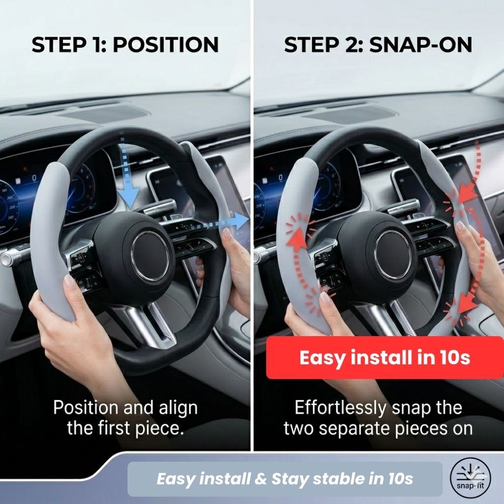 2Pcs Soft Breathable Anti-Slip Faux Leather Steering Wheel Protector Car Cover- Black