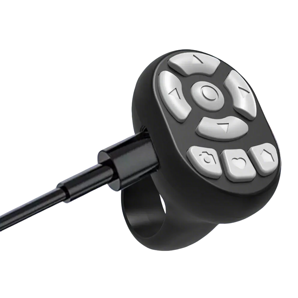 Scrolling Ring Remote Page Turner Wireless Finger Scroller Camera - Black