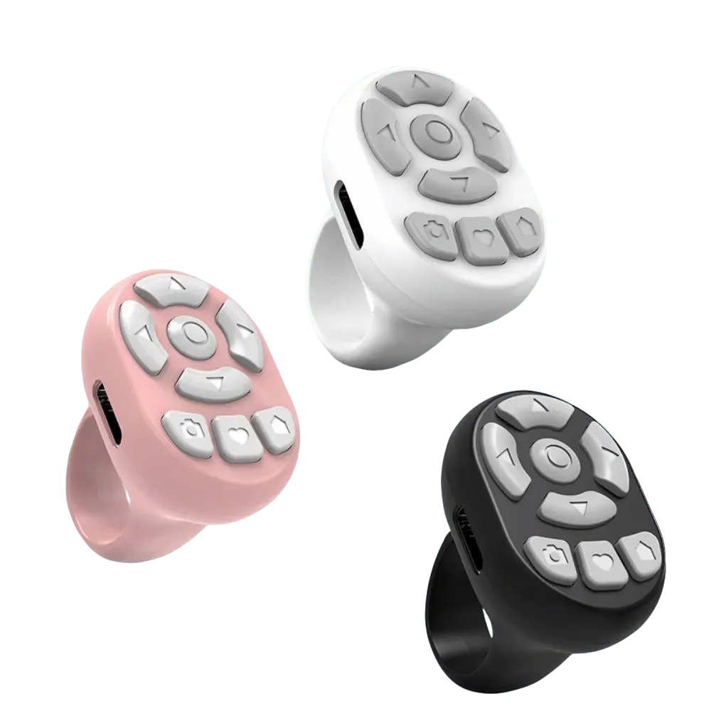 Scrolling Ring Remote Page Turner Wireless Finger Scroller Camera Video - Pink