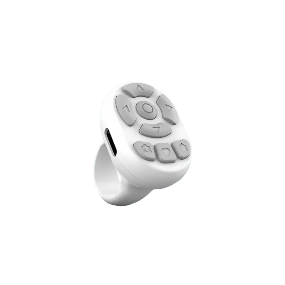 Scrolling Ring Remote Page Turner Wireless Finger Scroller Camera - White