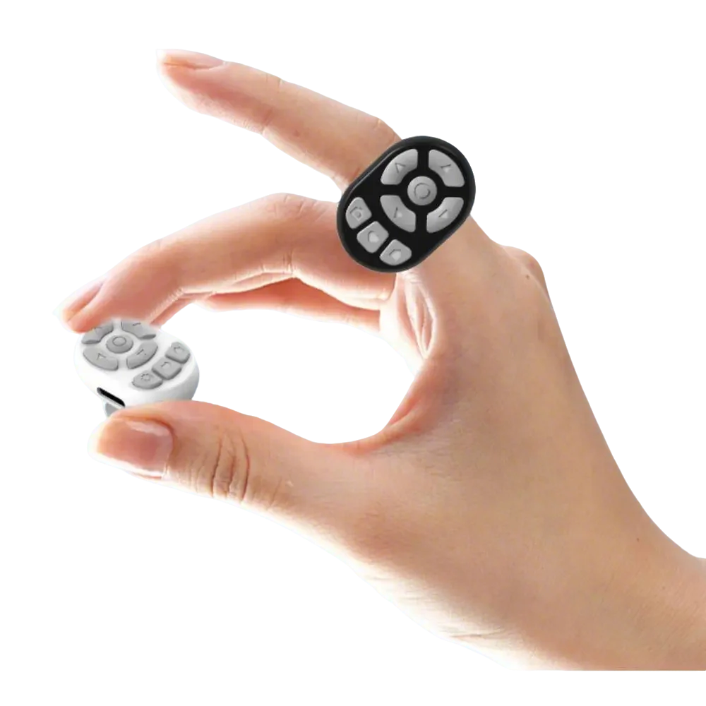 Scrolling Ring Remote Page Turner Wireless Finger Scroller Camera - White