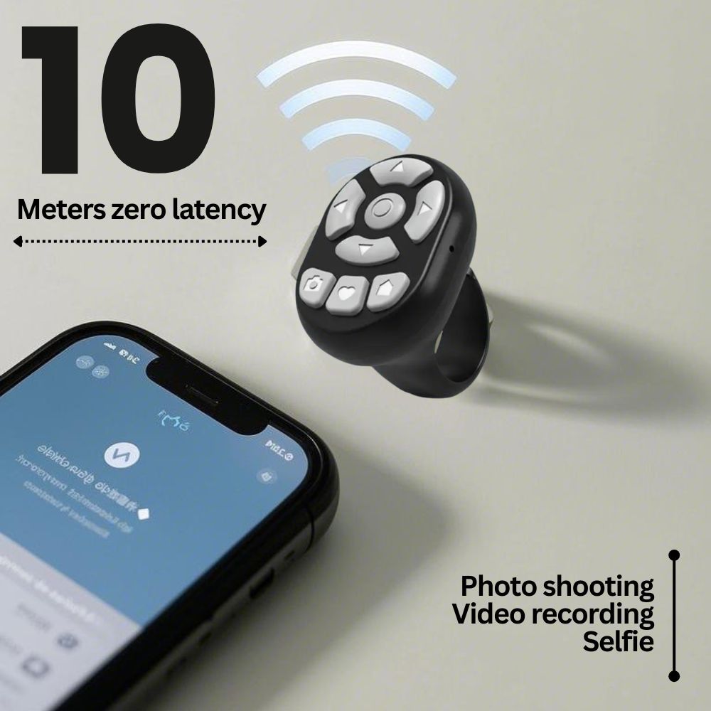Scrolling Ring Remote Page Turner Wireless Finger Scroller Camera - White