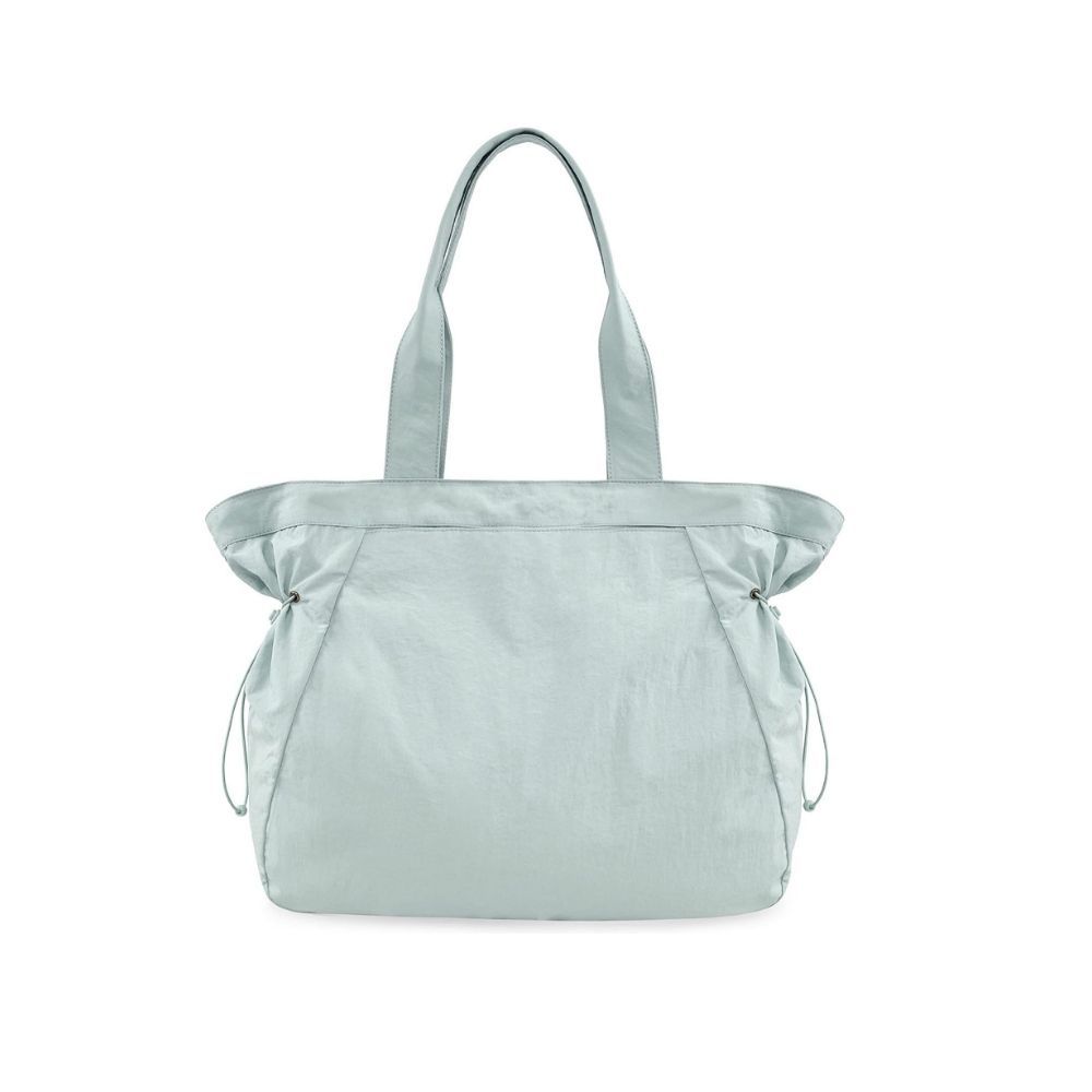 Lightweight Nylon Shopper Tote Bag 18L Side-Cinch Shoulder Bag - Mint