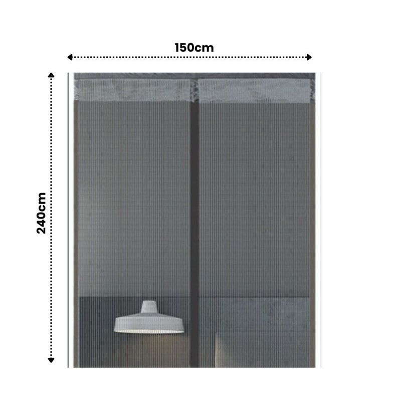 Extra Durable Magnetic Fly Screen Door Anti Mosquito Screen Mesh Curtain Grey-150x240cm