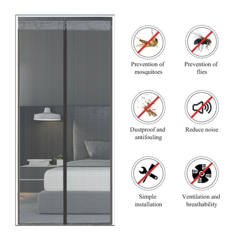 Extra Durable Magnetic Fly Screen Door Anti Mosquito Screen Mesh Curtain Grey-90x240cm