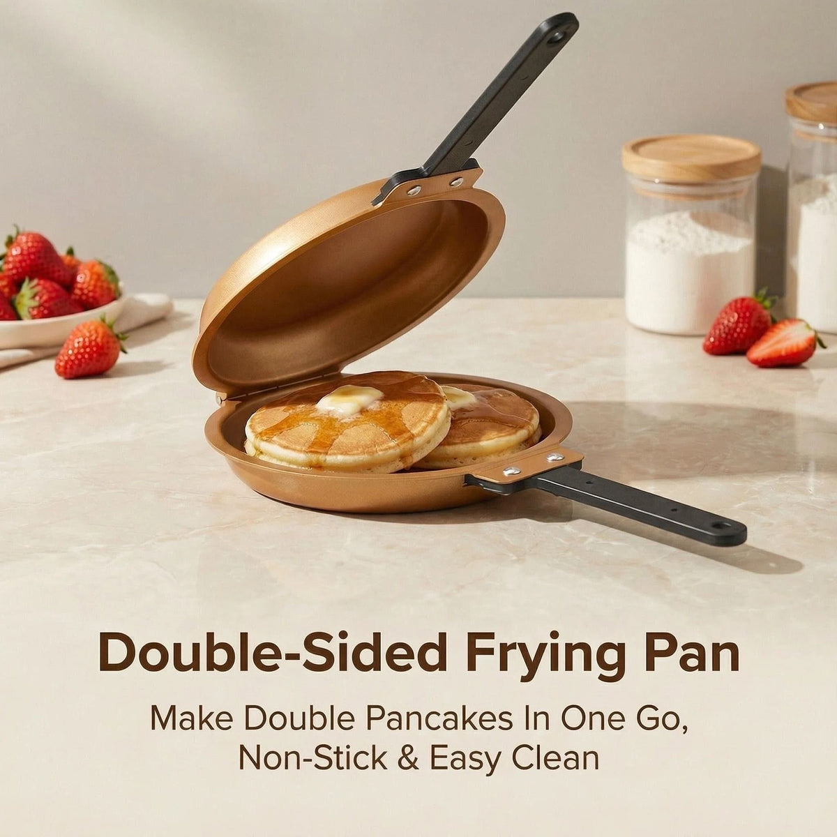 Double Sided Pancake Maker Flip Pan Non-Stick Omelette Egg Frying Pan 15cm