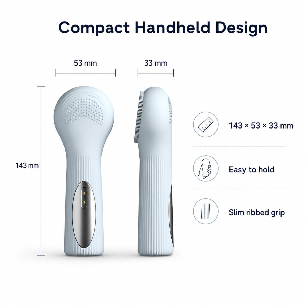 Silicone Facial Cleansing Brush Sonic Vibration Heating Waterproof Rechargeable-BLUE