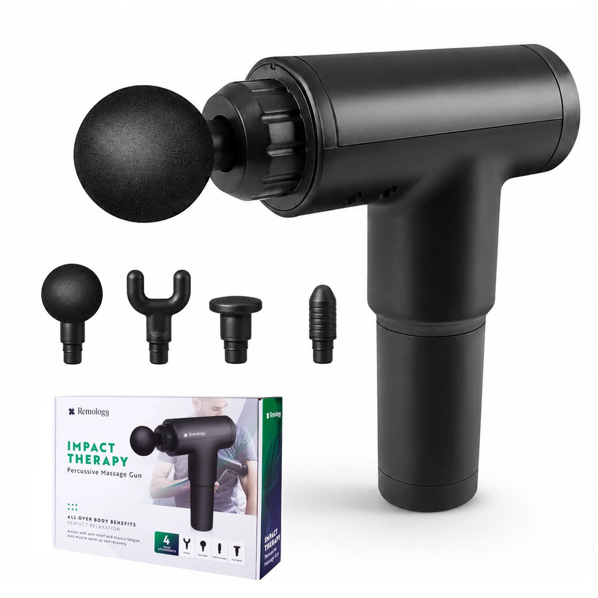 Aumerage Impact Massage Gun – 6 Speed Deep Tissue Muscle Massager with 4 Interchangeable Heads, Rechargeable Handheld Body Massager for Gym & Home