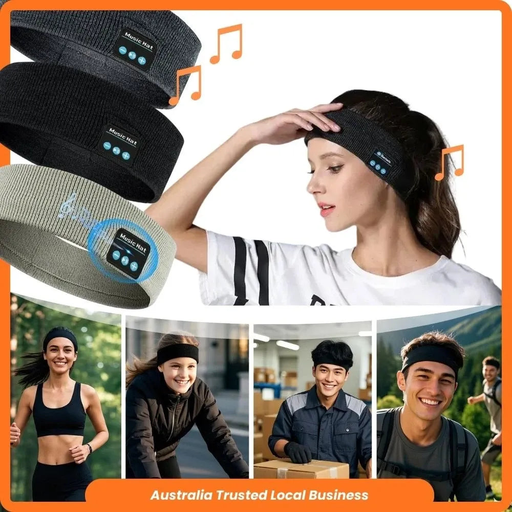 Headset Bluetooth 5.0 Wireless Stereo Earbud Headphone Sports Headband - Black