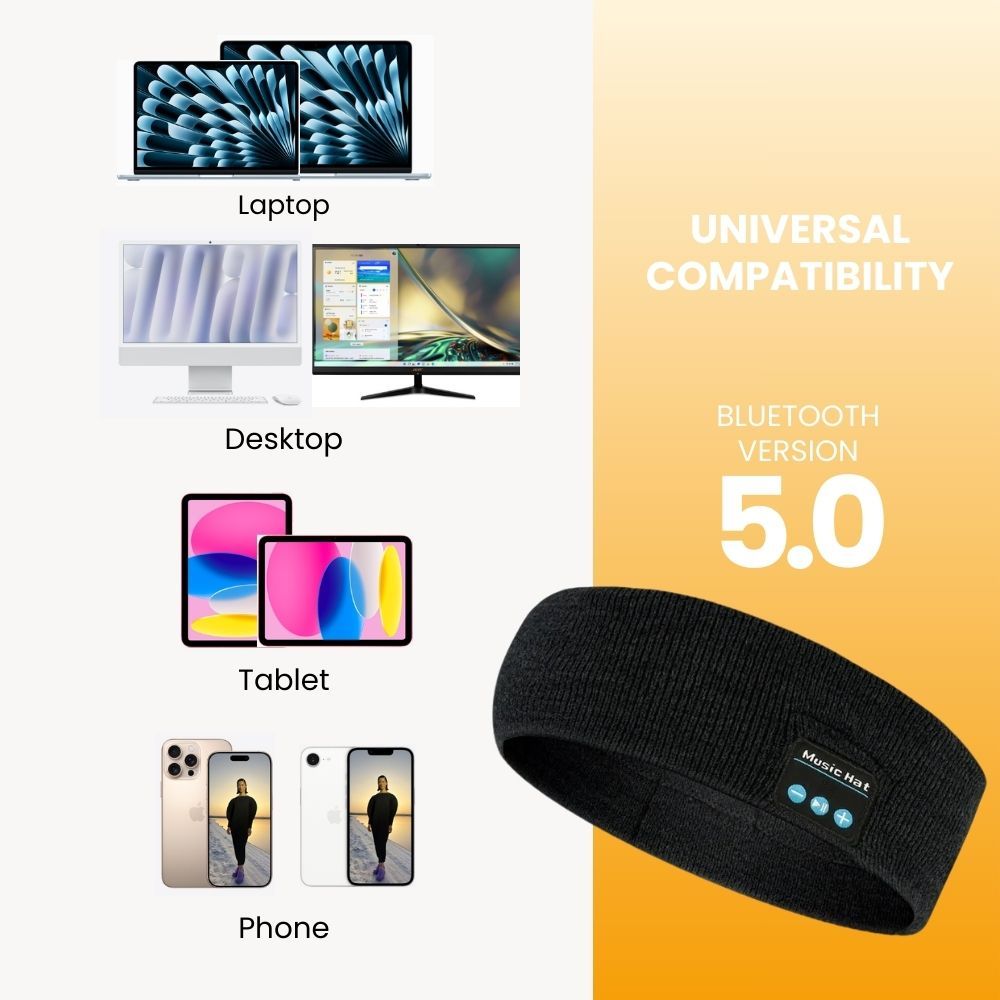 Headset Bluetooth 5.0 Wireless Stereo Earbud Headphone Sports Headband - Grey